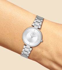 Ferro Quartz Silver Round Dial Women's Watch - F21129A-A