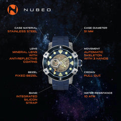 Nubeo Gemini Automatic Skeleton Men's Watch- NB-6041-02