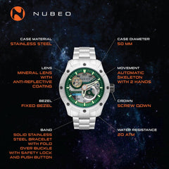 Nubeo Pioneer Limited Edition 21 Jewels Automatic Skeleton Men's Watch- NB-6048-11