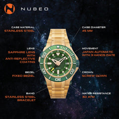Nubeo Manta 45mm Unidirectional Luminous Men's Watch -  NB-6059-33