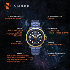 Nubeo Apollo Limited Edition Automatic Men's Watch with Additional Strap - NB-6072-33
