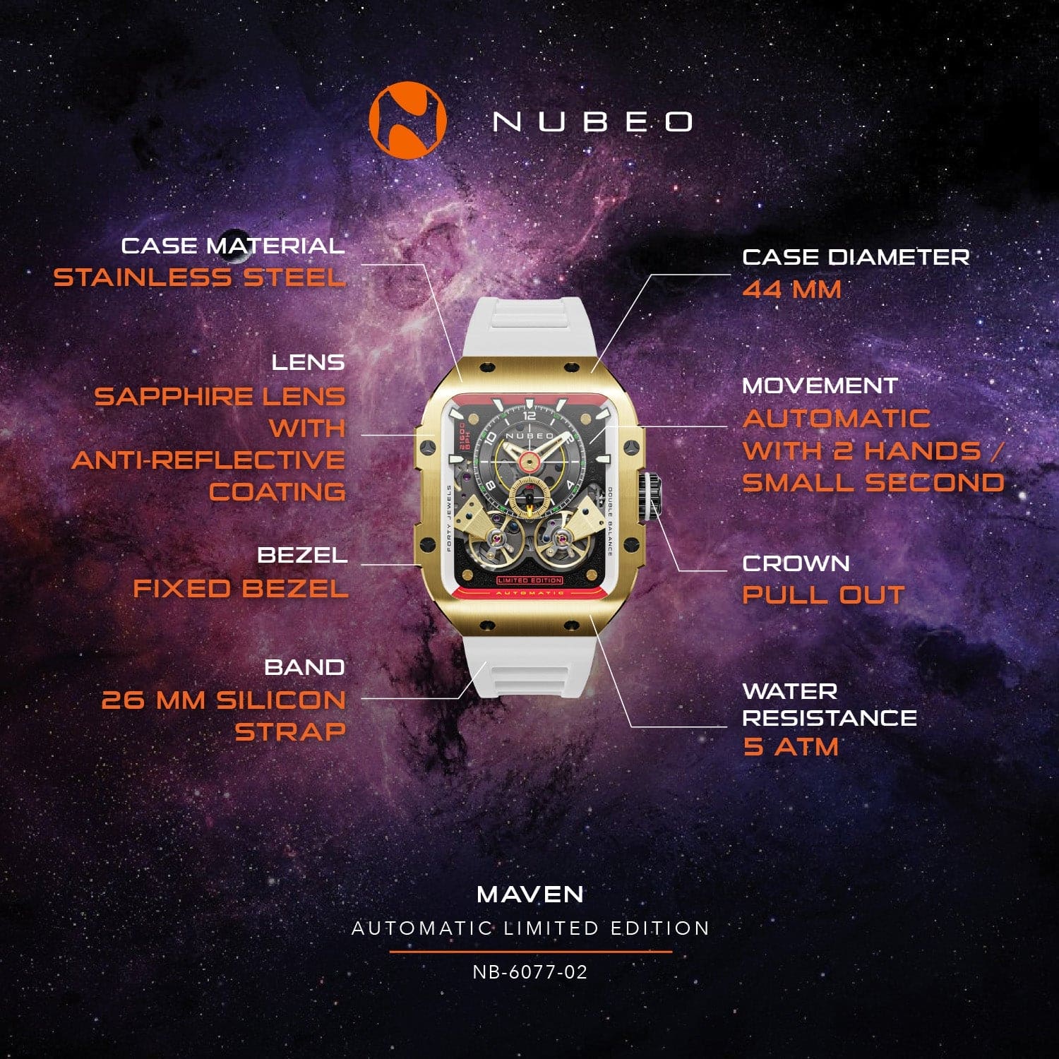 Nubeo Maven Automatic Limited Edition Men's Watch - NB-6077-02