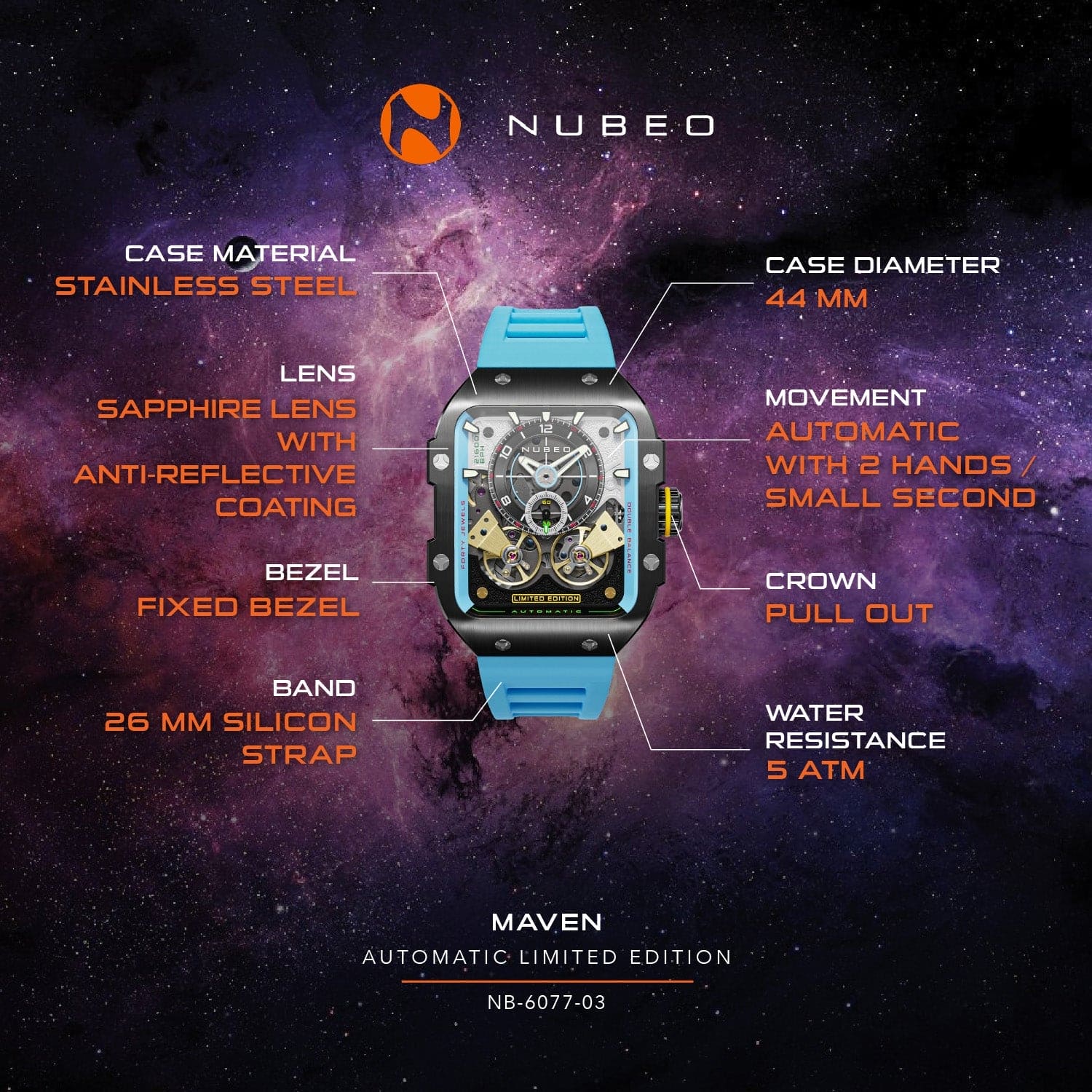 Nubeo Maven Automatic Limited Edition Men's Watch - NB-6077-03