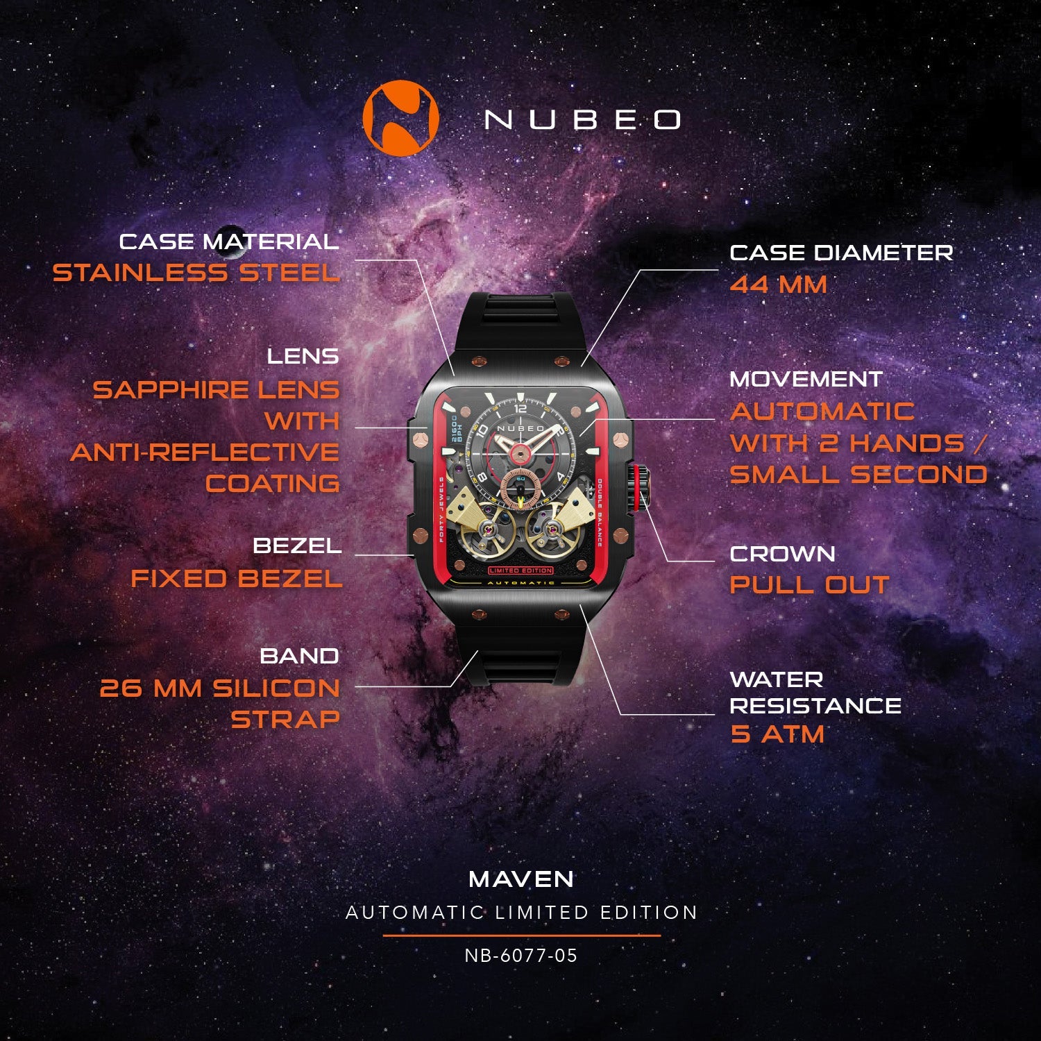 Nubeo Maven Automatic Limited Edition Men's Watch - NB-6077-05