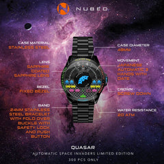 Nubeo Quasar Automatic Space Invaders Limited Edition 24 Jewels Men's Watch -  NB-6082-SI-44