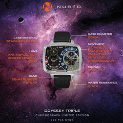 Nubeo Odyssey Triple Time Zone Chronograph Limited Edition Men's Watch -  NB-6084-01