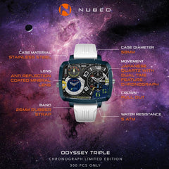 Nubeo Odyssey Triple Time Zone Chronograph Limited Edition Men's Watch -  NB-6084-04