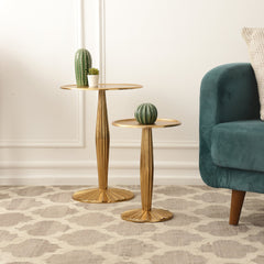 De Maison Decor Radiant Gold Duo Side Tables Set of 2 - Gold