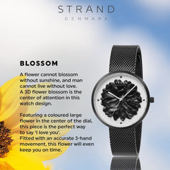 Strand By Obaku Blossom Charcoal Quartz Women's Watch - S700LHBWMB-DF