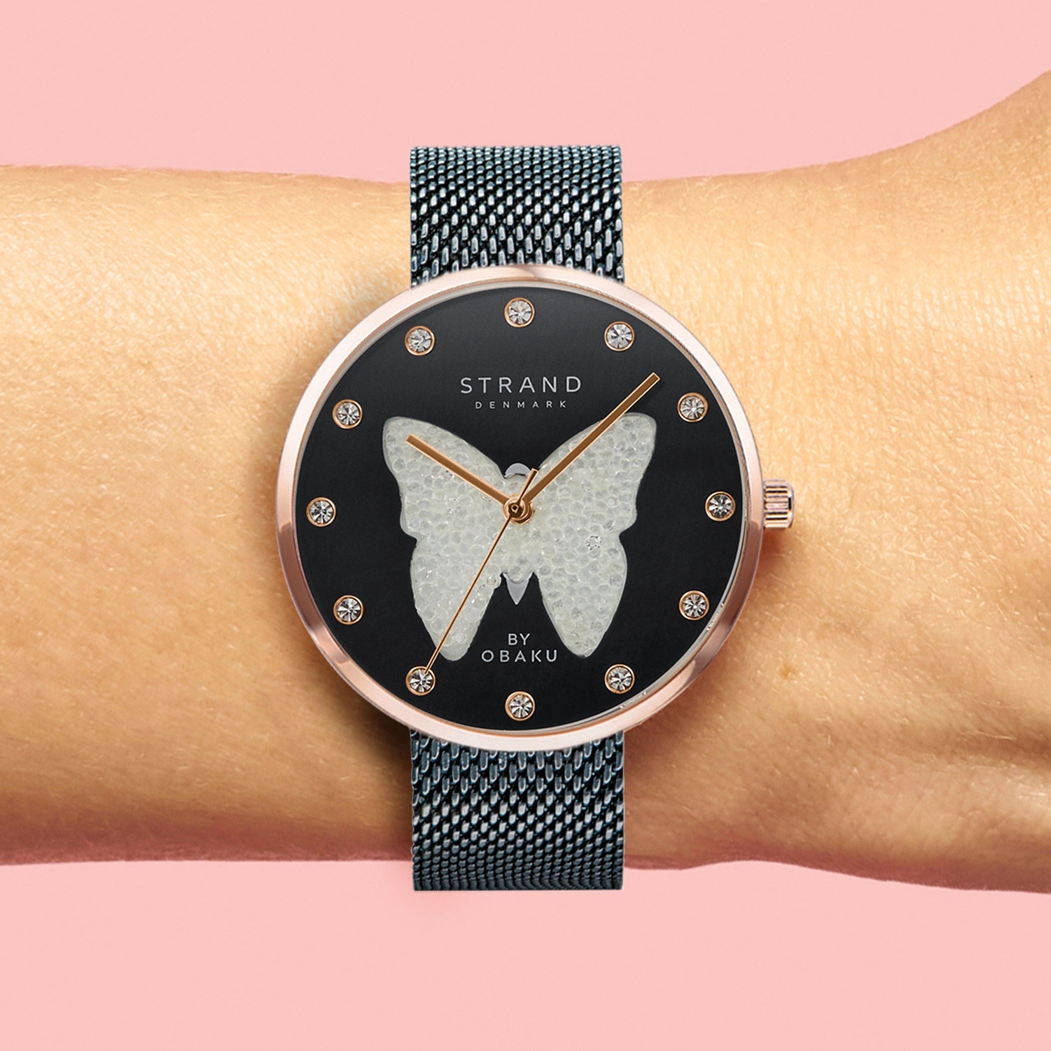 Strand By Obaku Sparkling Butterfly Quartz Women's Watch - S700LHVBMB-DBW