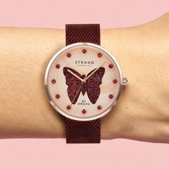 Strand By Obaku Sparkling Butterfly Quartz Women's Watch - S700LHVVMD-DBD