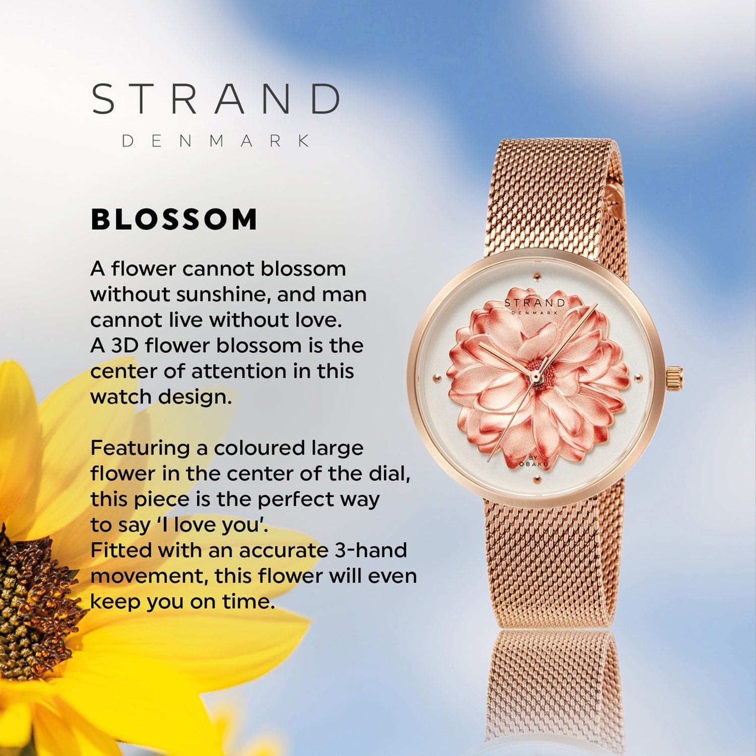Strand By Obaku Blossom Rose Quartz Women's Watch - S700LHVWMV-DF