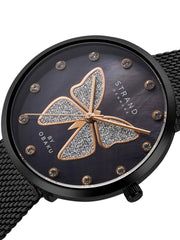 Strand By Obaku Butterfly Charcoal Quartz MOP Women's Watch - S700LXBBMB-DB