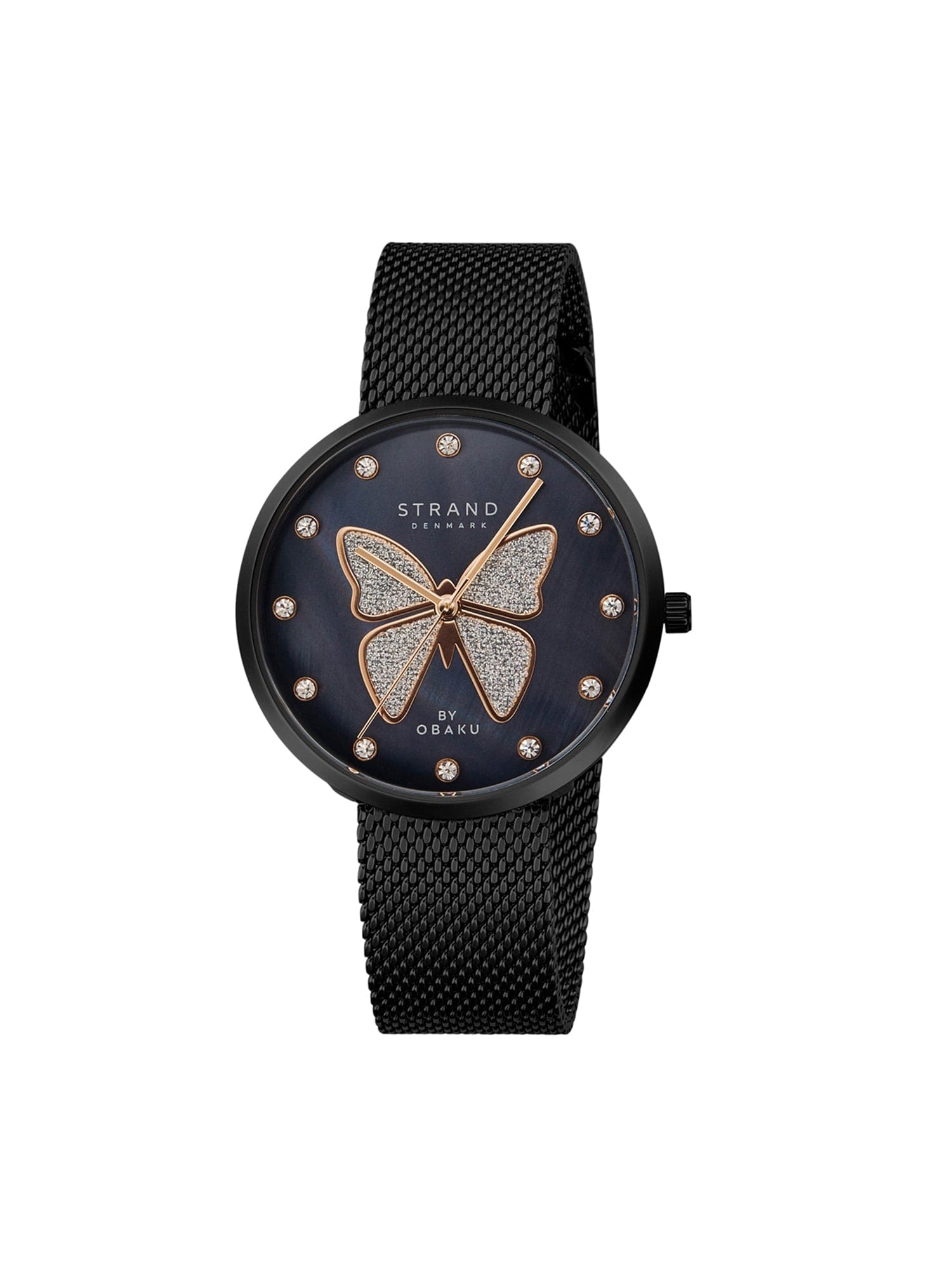 Strand By Obaku Butterfly Charcoal Quartz MOP Women's Watch - S700LXBBMB-DB