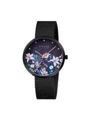 Strand By Obaku Flower Charcoal Quartz MOP Women's Watch - S700LXBBMB-DF