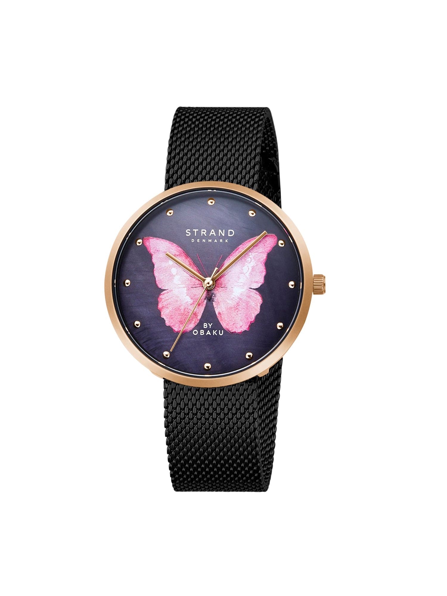 Strand By Obaku Printed Butterfly Quartz MOP Women's Watch - S700LXVBMB-DBP