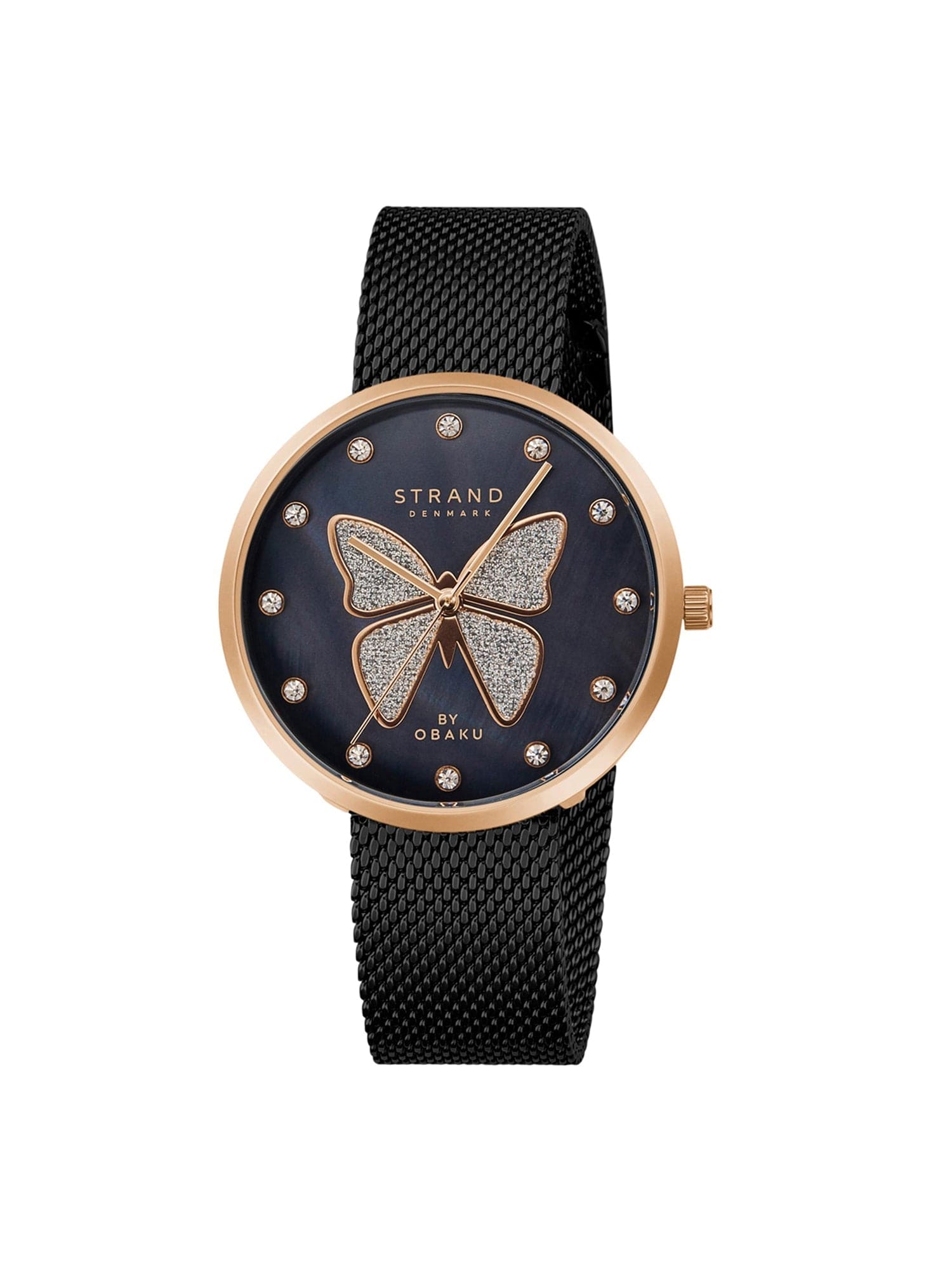 Strand By Obaku Glitter Butterfly Quartz Women's Watch - S700LXVBMB-DB