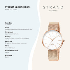Strand By Obaku Sunset Rose Quartz Women's Watch - S700LXVIMV