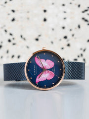 Strand By Obaku Printed Butterfly Quartz MOP Women's Watch - S700LXVLML-DBP