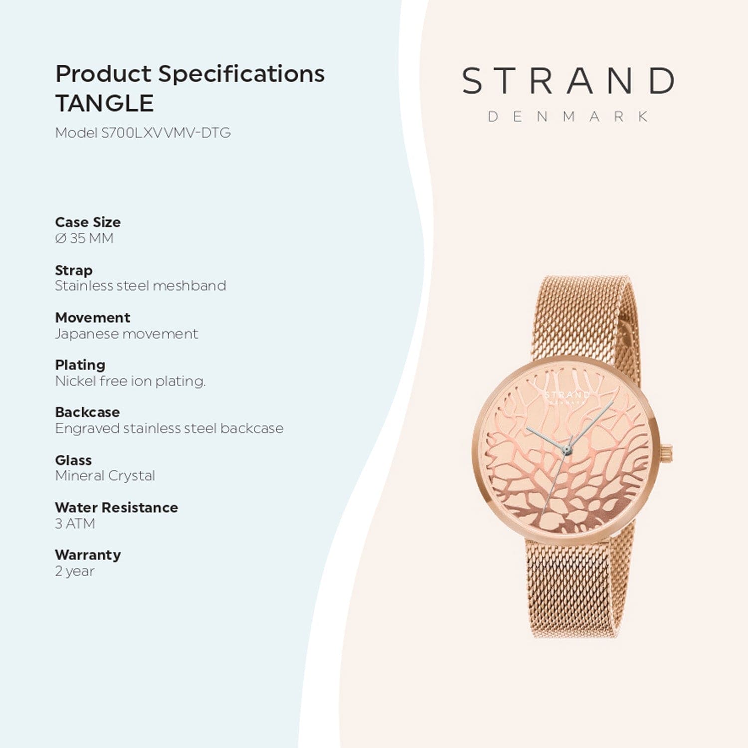 Strand By Obaku Tangle Roses Quartz Women's Watch - S700LXVVMV-DTG
