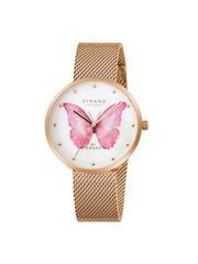 Strand By Obaku Printed Butterfly Quartz MOP Women's Watch - S700LXVWMV-DBP