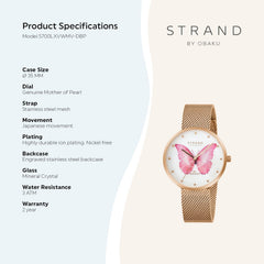 Strand By Obaku Printed Butterfly Quartz MOP Women's Watch - S700LXVWMV-DBP