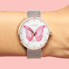 Strand By Obaku Printed Butterfly Quartz MOP Women's Watch - S700LXVWMV-DBP
