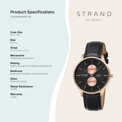 Strand By Obaku Seychelles Nightstripe Chronograph Men's Watch - S703GMVBVB-DS