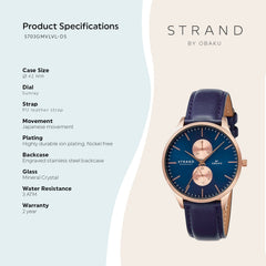 Strand By Obaku Seychelles Royal Chronograph Men's Watch - S703GMVLVL-DS