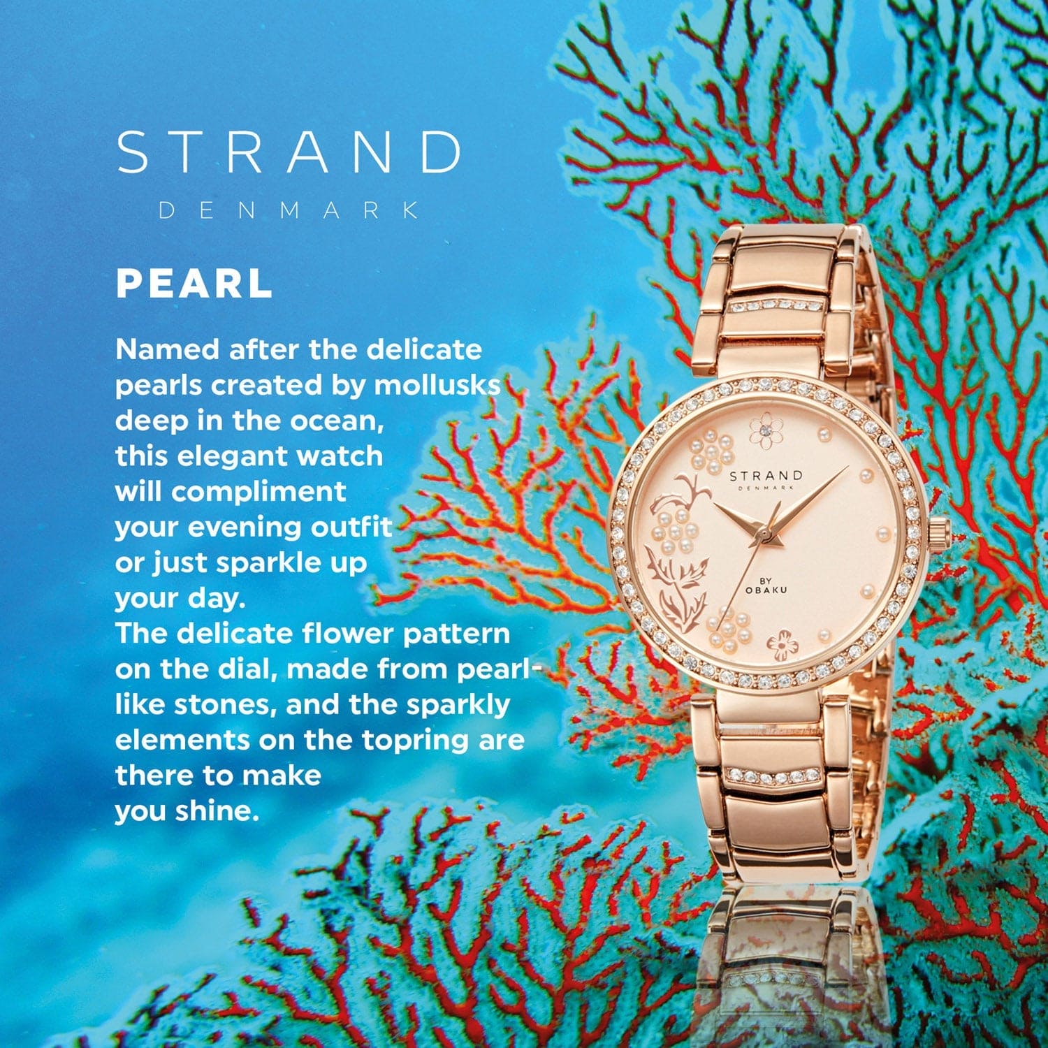 Strand By Obaku Pearl Rosette Quartz Women's Watch - S713LHVVSV