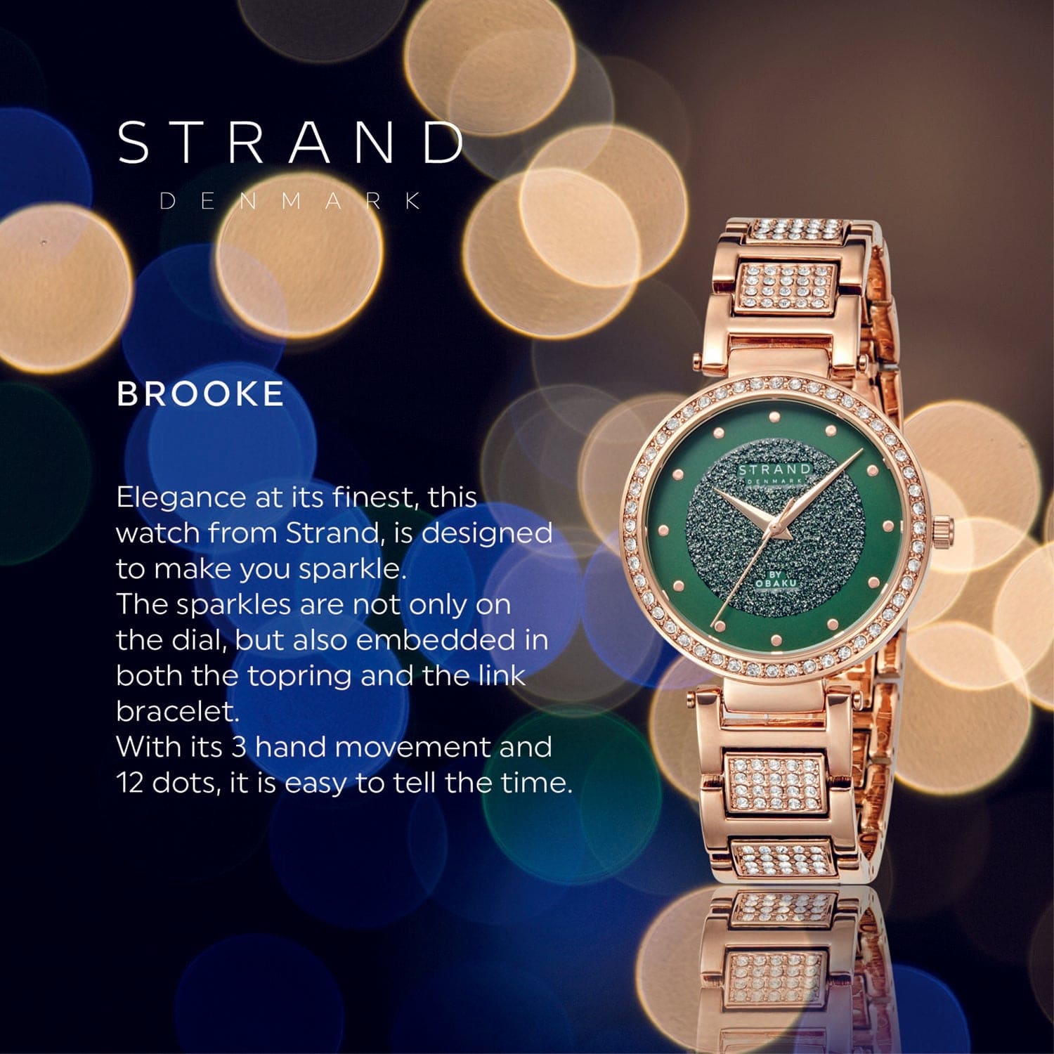 Strand By Obaku Brooke Mint Quartz Women's Watch - S713LXVESV-DB