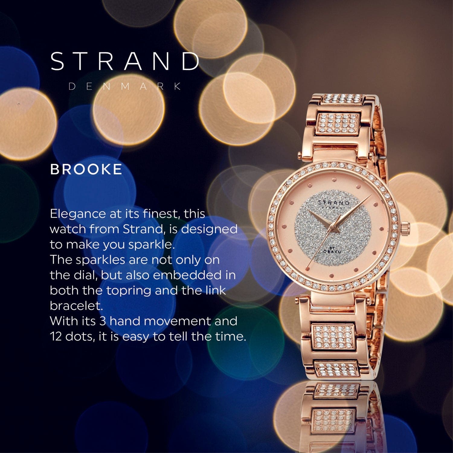 Strand By Obaku Brooke Rosette Quartz Women's Watch - S713LXVVSV-DB