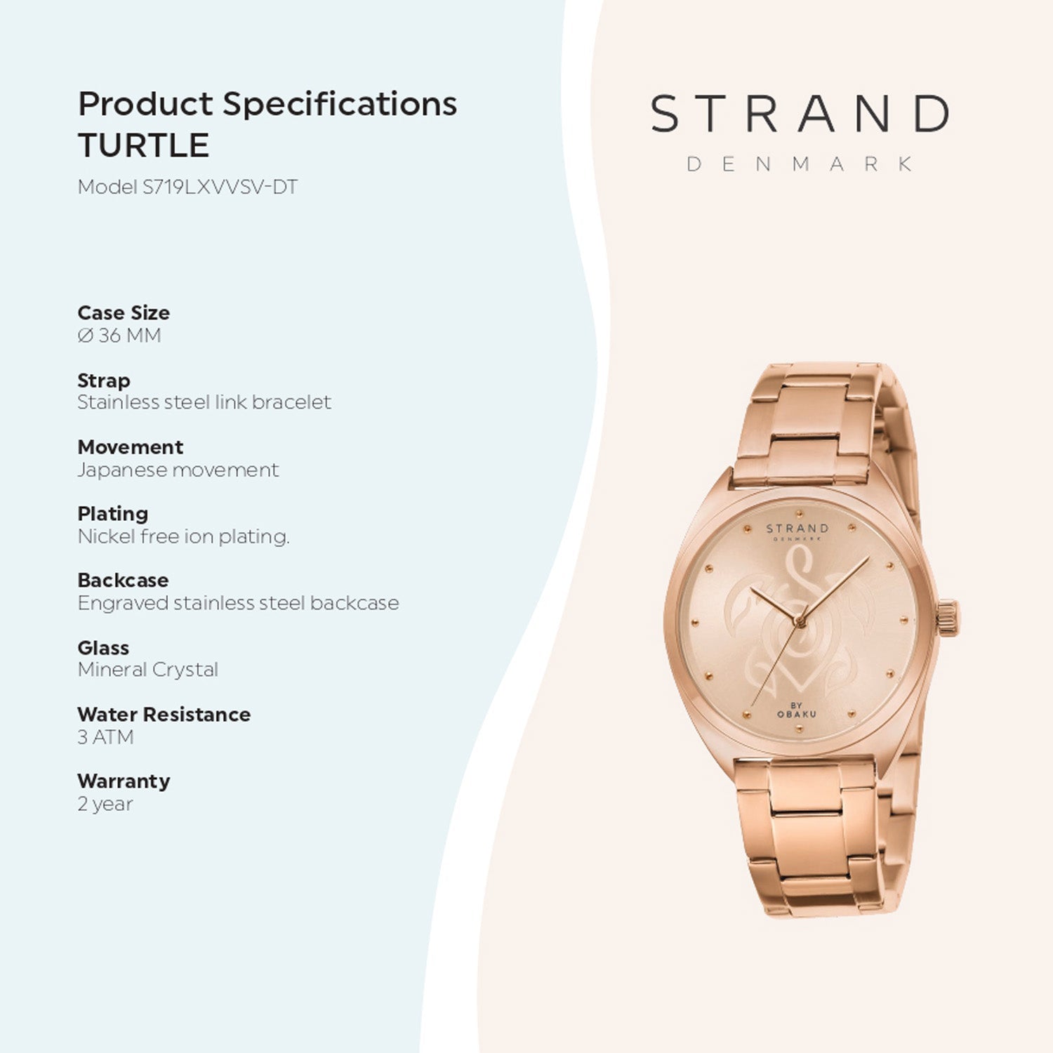 Strand By Obaku Turtle Rosette Quartz Women's Watch - S719LXVVSV-DT