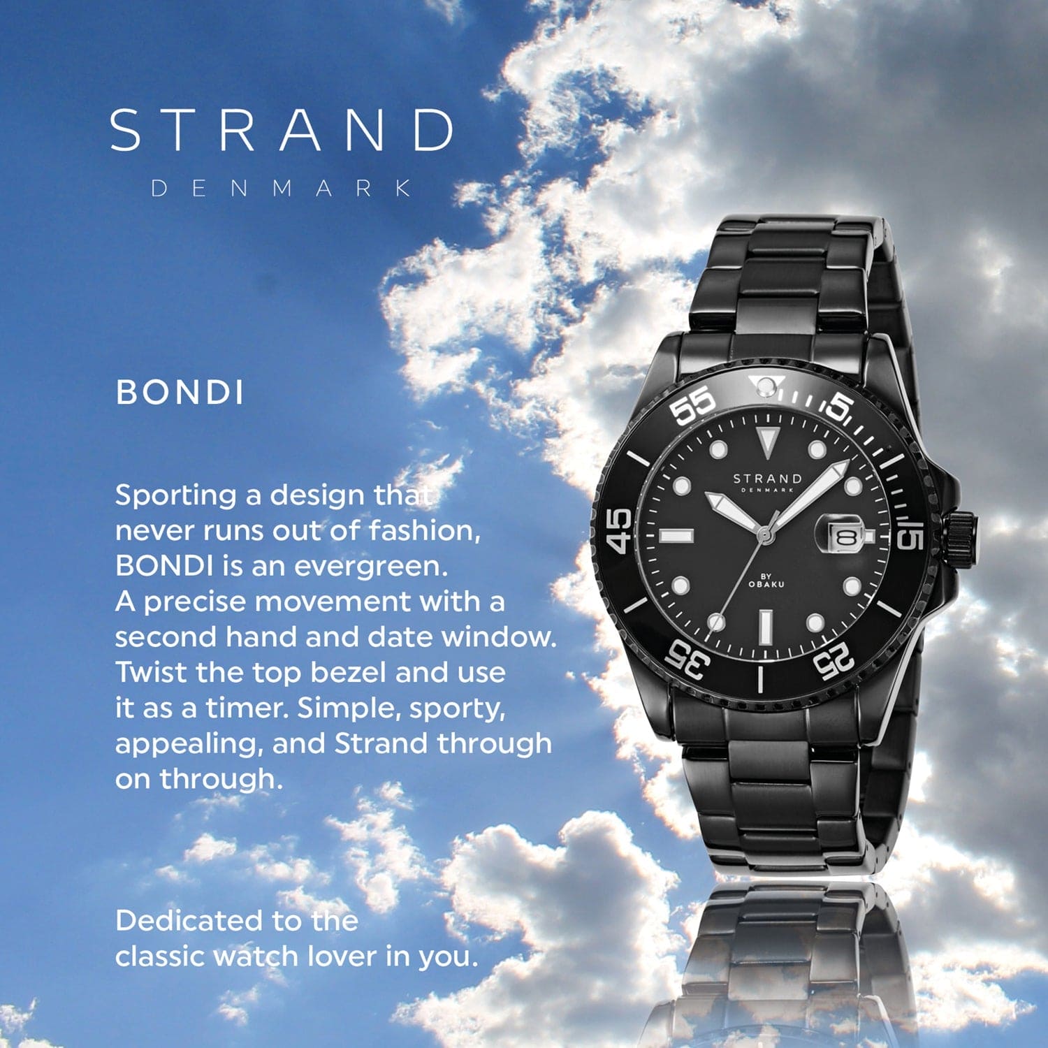 Strand By Obaku Bondi Dark Quartz Men's Watch - S727GDBBSB