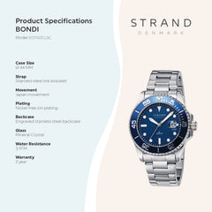 Strand By Obaku Bondi Denim Quartz Men's Watch - S727GDCLSC
