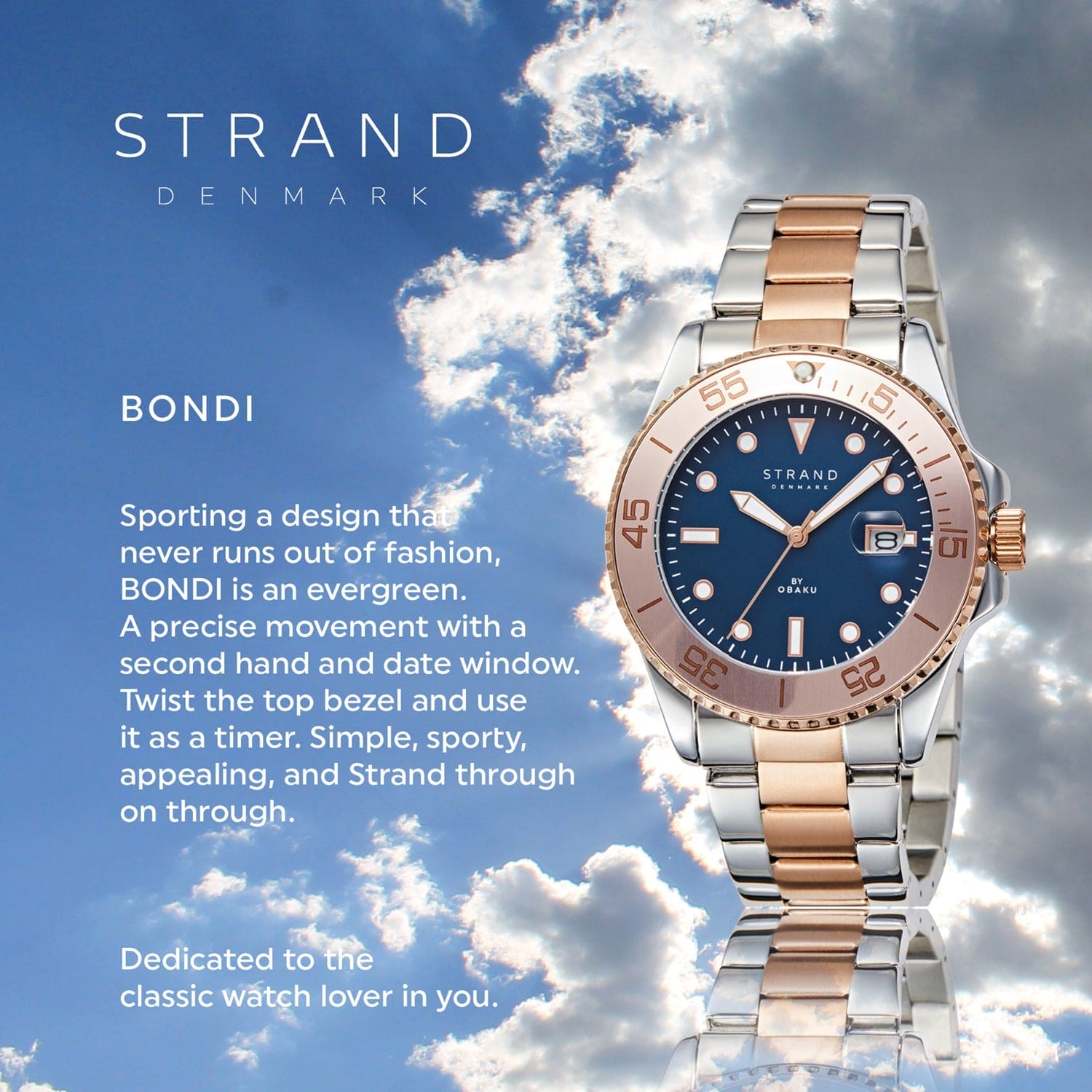 Strand By Obaku Bondi Moonight Quartz Men's Watch - S727GDZLSH