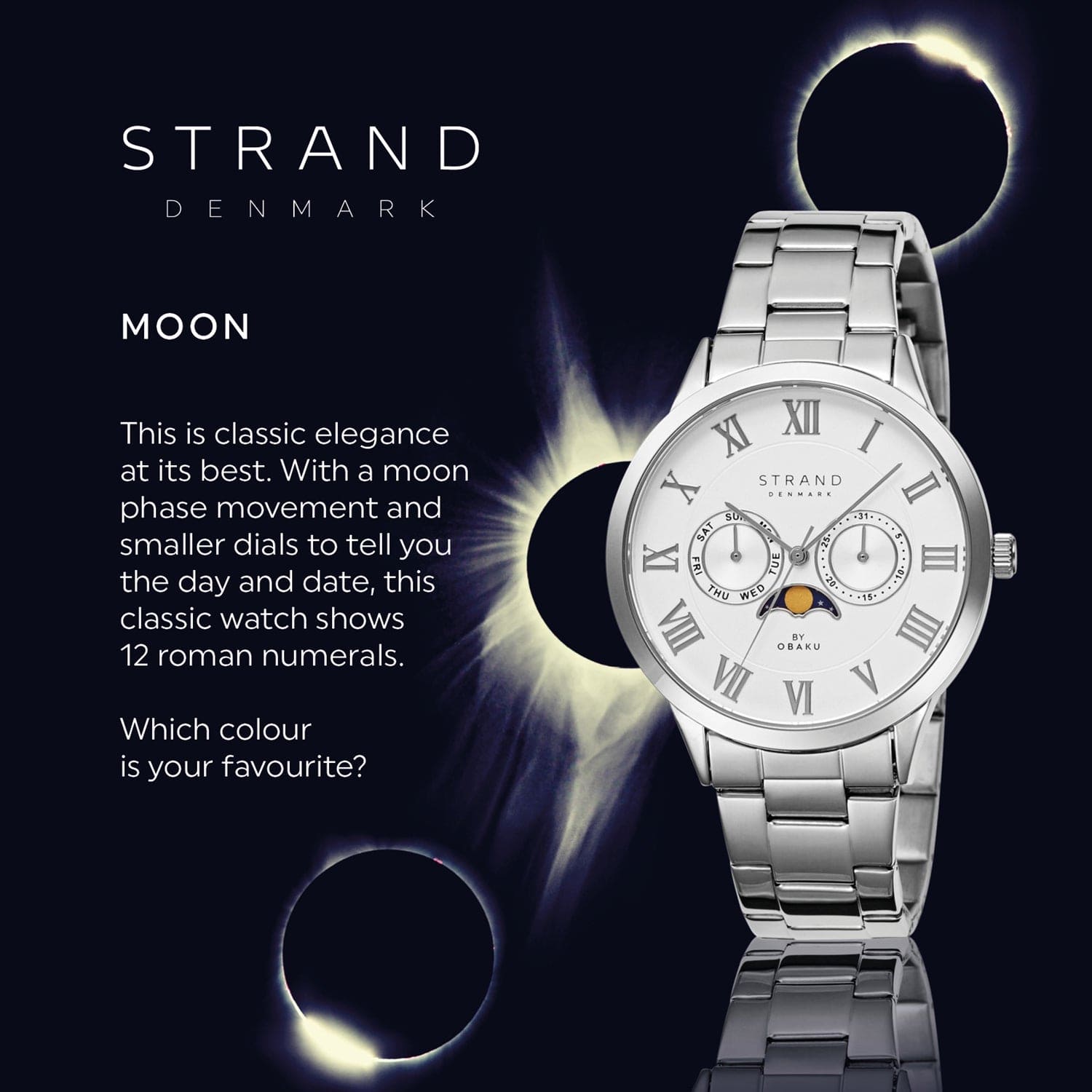 Strand By Obaku Moon Brace Quartz Men's Watch - S728GMCISC