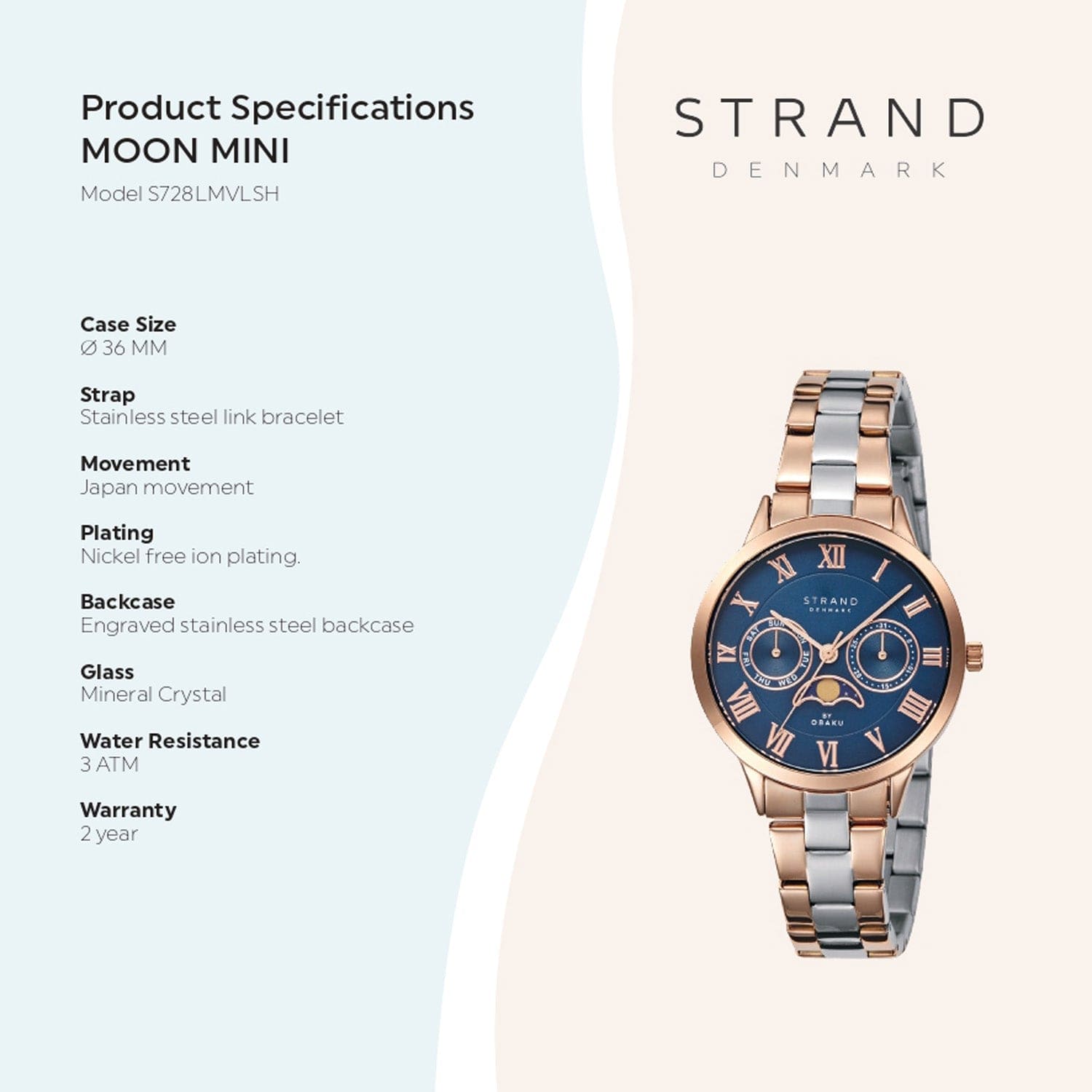 Strand By Obaku Moon Mini Moonight Quartz Women's Watch - S728LMVLSH