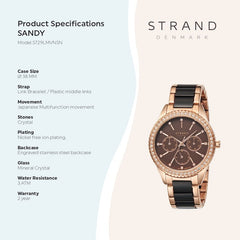 Strand By Obaku Sandy Coffee Multifunction Women's Watch - S729LMVNSN-MC