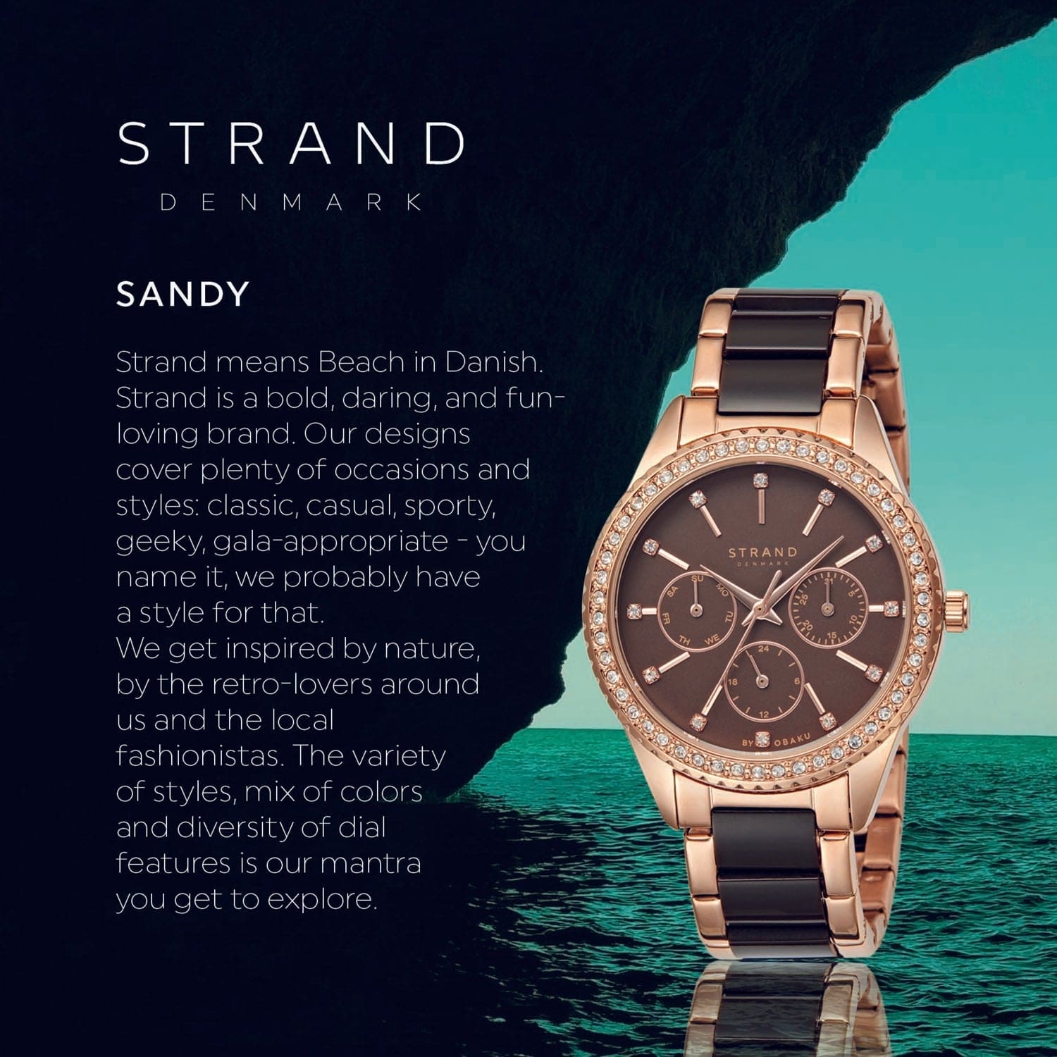 Strand By Obaku Sandy Coffee Multifunction Women's Watch - S729LMVNSN-MC