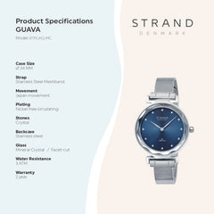 Strand By Obaku Guava Cyan Quartz Women's Watch - S731LXCLMC
