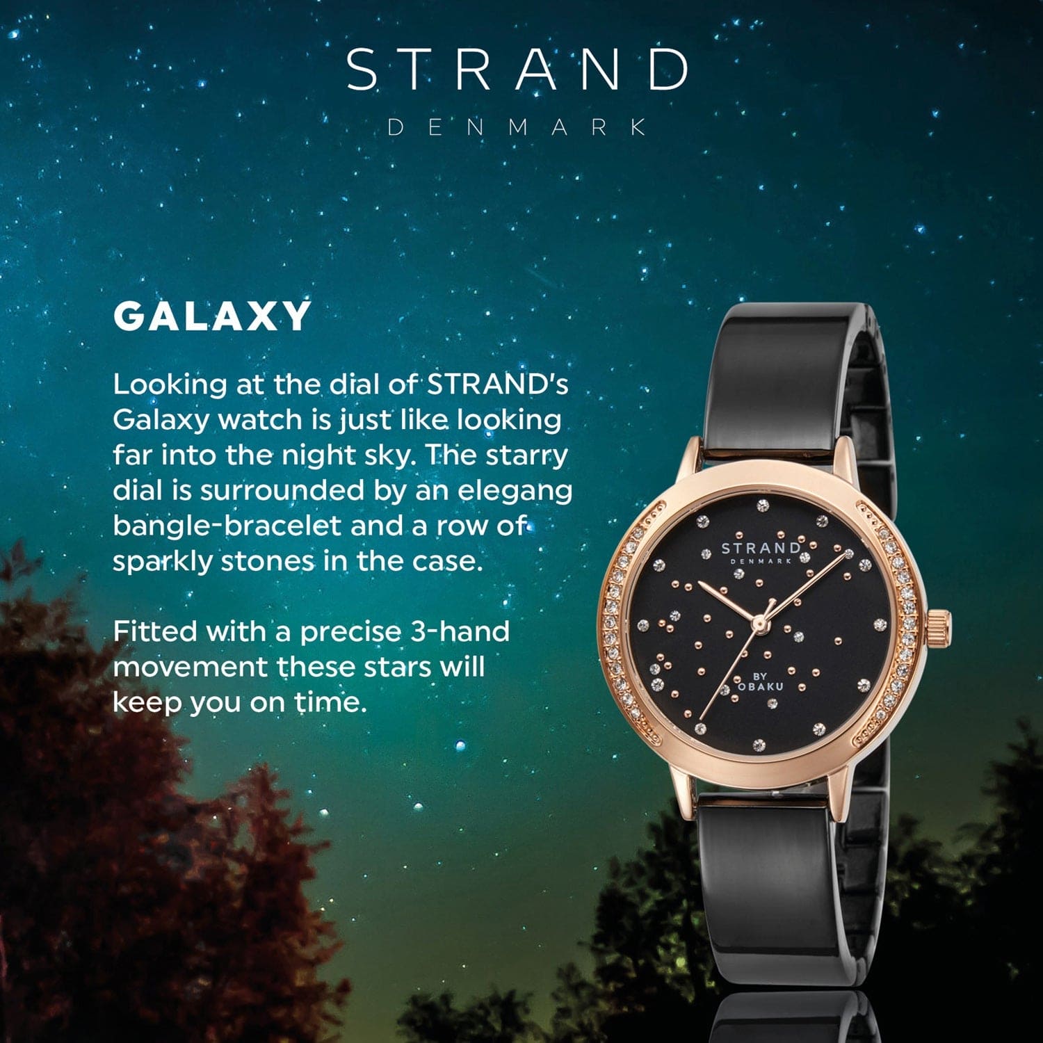 Strand By Obaku Galaxy Ink Quartz Women's Watch - S732LHVBSB