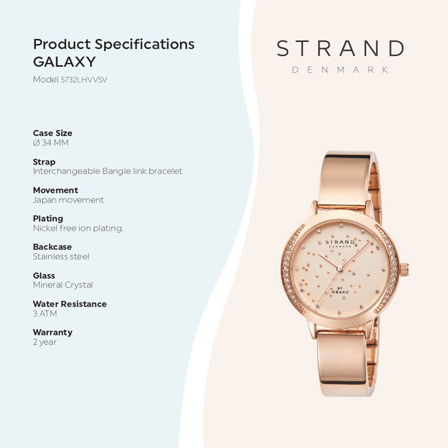 Strand By Obaku Galaxy Rosette Quartz Women's Watch - S732LHVVSV