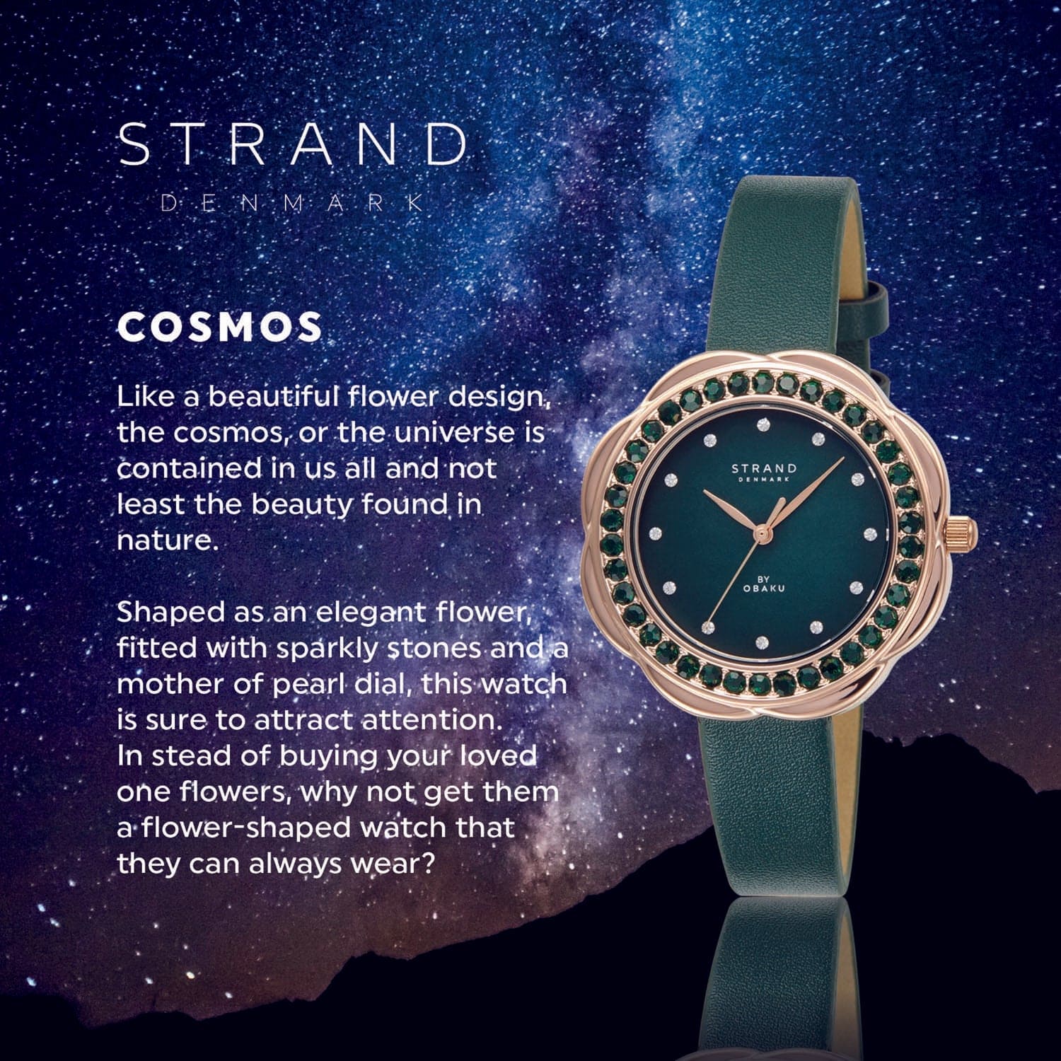 Strand By Obaku Cosmos Moss Quartz MOP Women's Watch - S735LXVEVE-CSE
