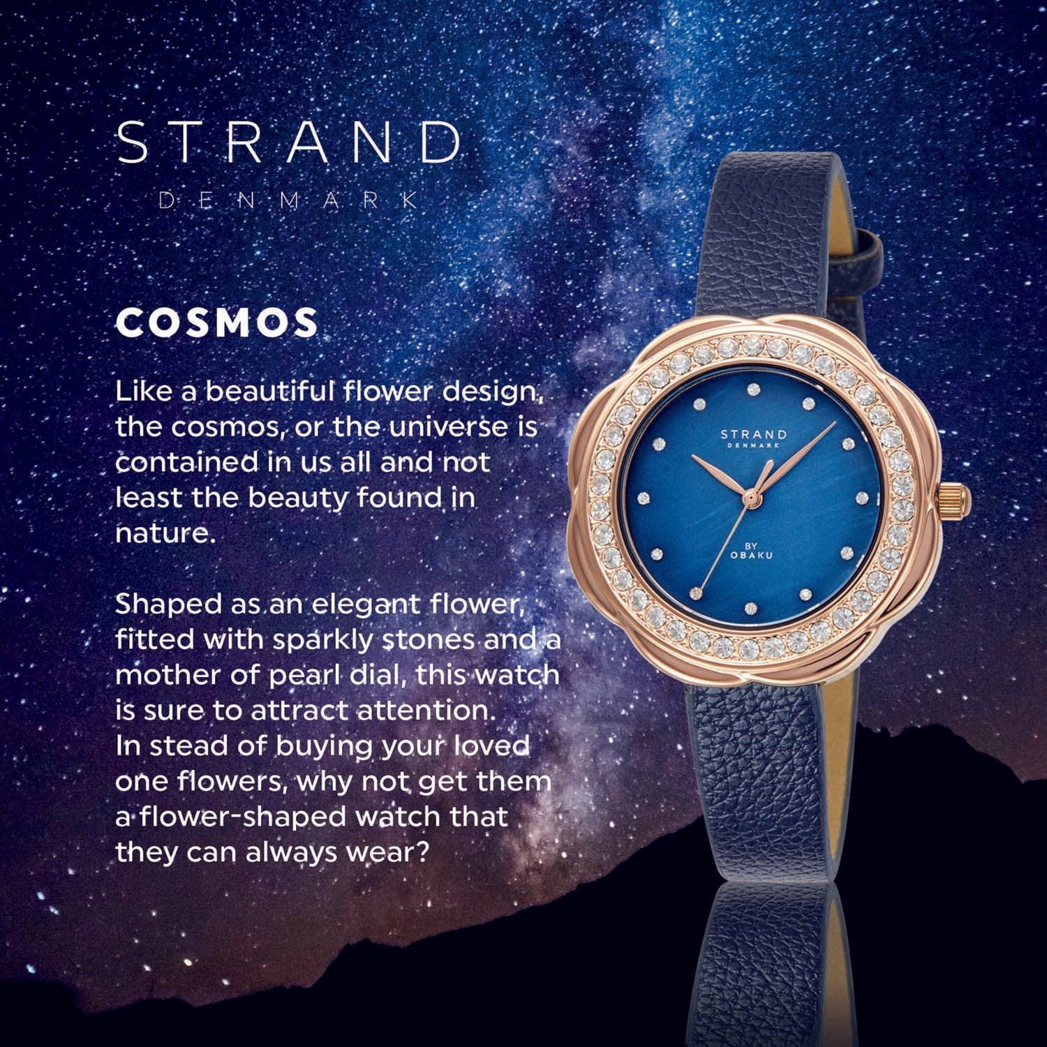 Strand By Obaku Cosmos Navy Quartz MOP Women's Watch - S735LXVLVL