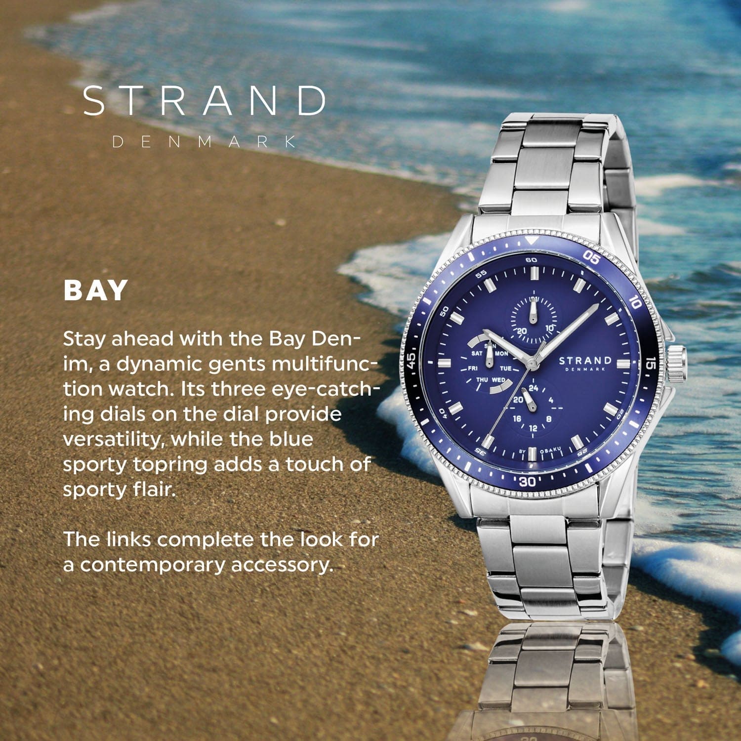 Strand By Obaku Bay Denim Chronograph Men's Watch - S745GMCLSC