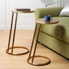 De Maison Decor Slanted Nesting Side Tables Set of 2 - Gold