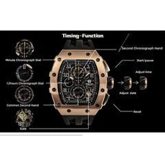 TSAR BOMBA Chronograph Luminous Dial Sapphire Crystal Men's Watch -  TB8204Q-04