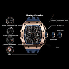 TSAR BOMBA Chronograph Luminous Dial Sapphire Crystal Men's Watch -  TB8204Q-05