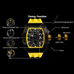 TSAR BOMBA Chronograph Luminous Dial Sapphire Crystal Men's Watch -  TB8204Q-07